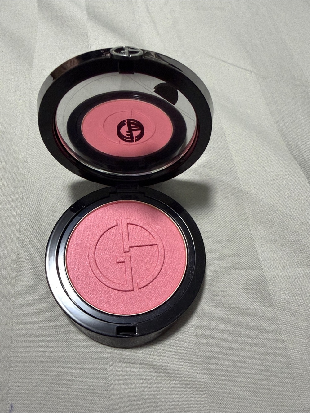 Giorgio Armani Black Round Accessory Case with Silver GA Emblem